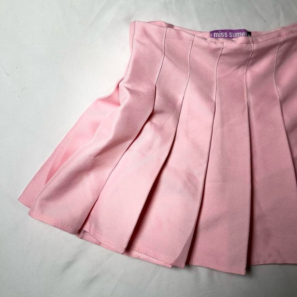 Pink pleated miss summer mini skirt